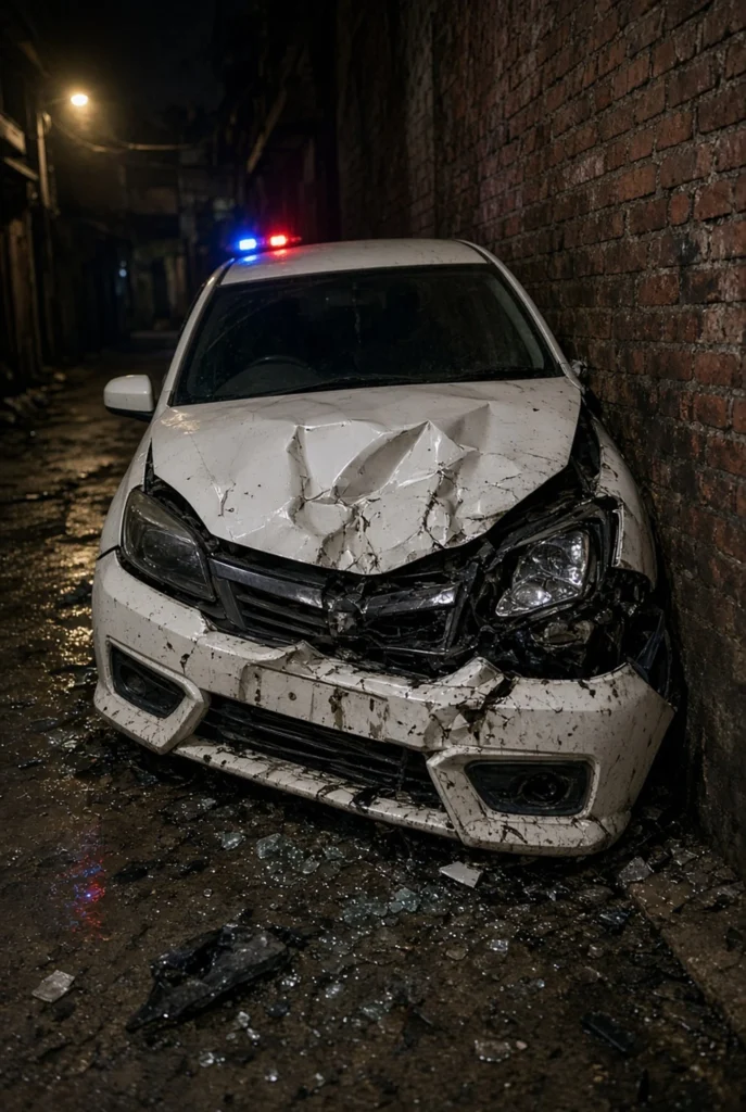 Mobil Putih Ringsek Menempel Tembok Usai Tabrakan