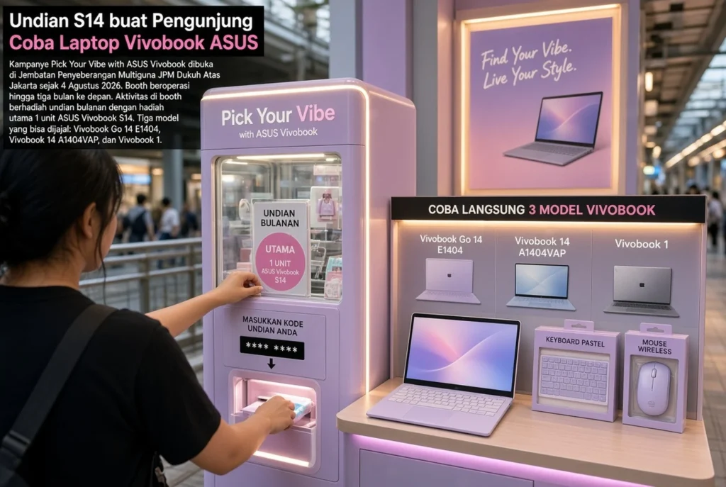 Enam opsi warna plus aksesori di vending machine