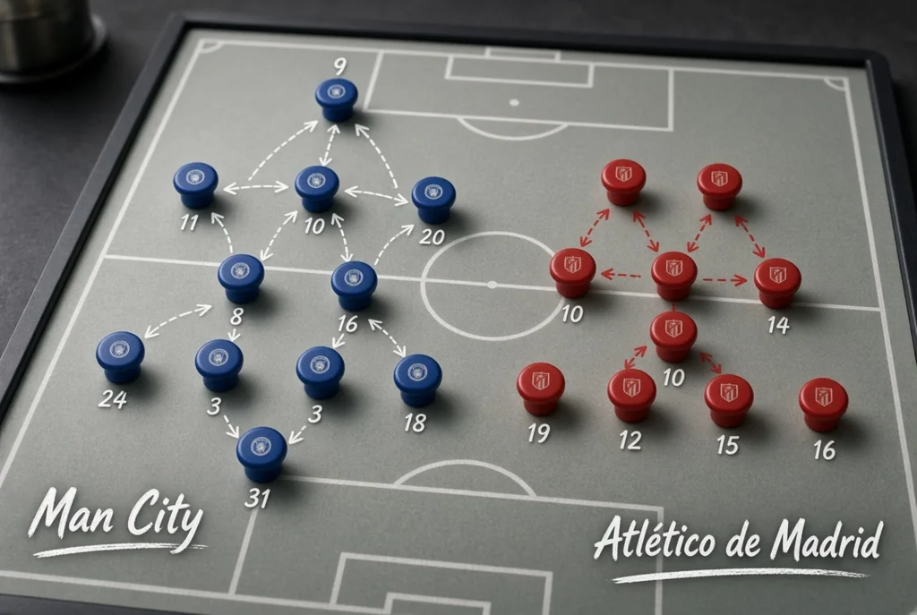 Kontras Atlético Madrid vs Man City di Tatanan Lini Tengah